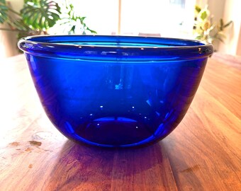 Vintage Arcoroc Frankreich Kobalt Blau Rührschüssel, 3,5 Qt Cocoon Saphirglas Schüssel, Französisch Blau Glas Serviergeschirr