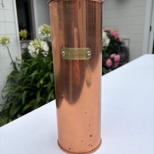 Vintage Copper-Clad Pasta Canister with Brass Label | Mid-Century Kitchen Storage Container