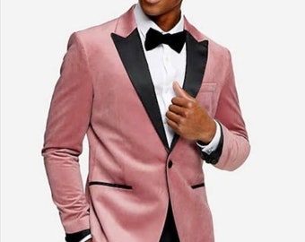 Pink -Rose Italian cut Blazer Velvet, One button coat, for men pink Tuxedo jacket, wedding jacket, birthday gift for men, Groomsmen jacket