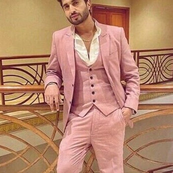 Premium Men suit, Pink Rose 3 piece suit, wedding suit, party wear outfit, prom bespoke suit, Groomsmen suit,Groom suit, slim fit suit,