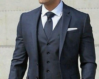 Men's premium, Navy Blue 3 piece suit, Men's Wedding suit, Groomsmen suit, Custom made suit, Elegant suit, Bespoke suit, traditional suit