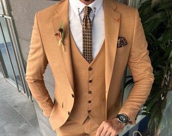 Golden Suits For Men, Men Suits 3 piece, Slim fit Suits, Two Button Suits, Tuxedo Suits, Dinner Suits, Wedding Groom suits, Bespoke For Men