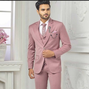 Men's premium Dusty Rose suit, 3 piece suit wedding, party wear outfits, Prom bespoke outfit, Groomsmen suit, Groom suit, custom outfits