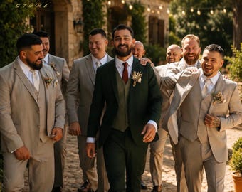 Traje de hombre verde de 3 piezas, atuendo para bodas y fiestas, corte a medida.