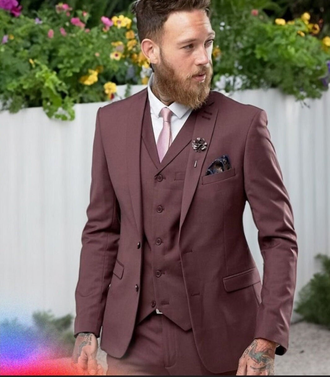 Suits for Men, Dusty Rose Suits, Men Suits, 3 Piece Suits, Tow Button