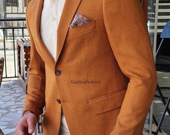 Rust Orange 2 piece Suits, premium Luxury Wedding Suits, groom and Groomsmen’s Suits,