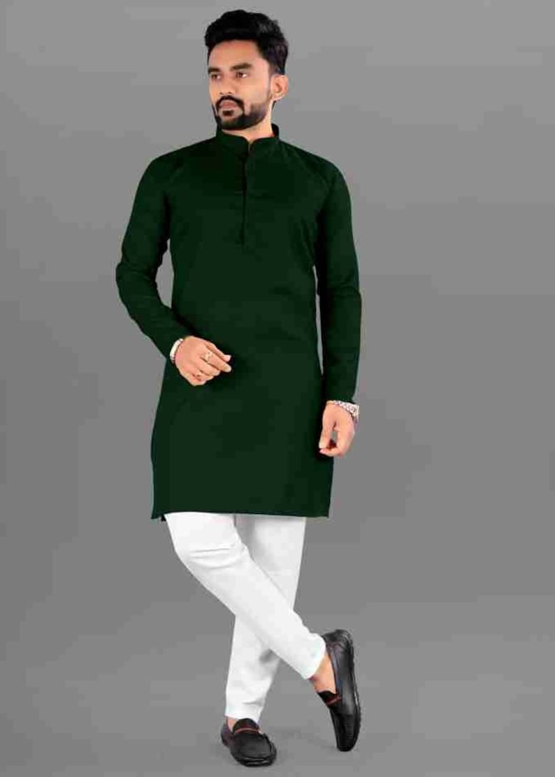 Men's Green kurta and payjama set, wedding clothes, mehndi drees, haldi outfit dress, prom bespoke, Groomsmen, custom made dress, Event image 1