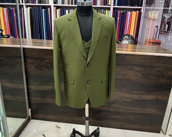 Man suit-green 3 piece suit-dinner, summer, prom, party wear suit-wedding suit for groom & groomsmen-bespoke suit-men's rust suits