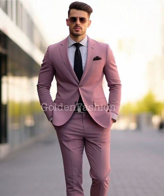 Men s Groom Pink 2 Piece Suit Wedding Suit Groomsmen Suit Prom Bespoke Suit Groom Suit Office Suit vintage Suits Etsy UK