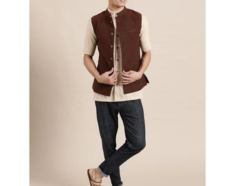 Rust Eligent Slim-fit jacket, Men's wedding jacket, party wear jacket,Modi jacket, Gromsmen jacket, custom jacket, Terracotta, Trendy jacket