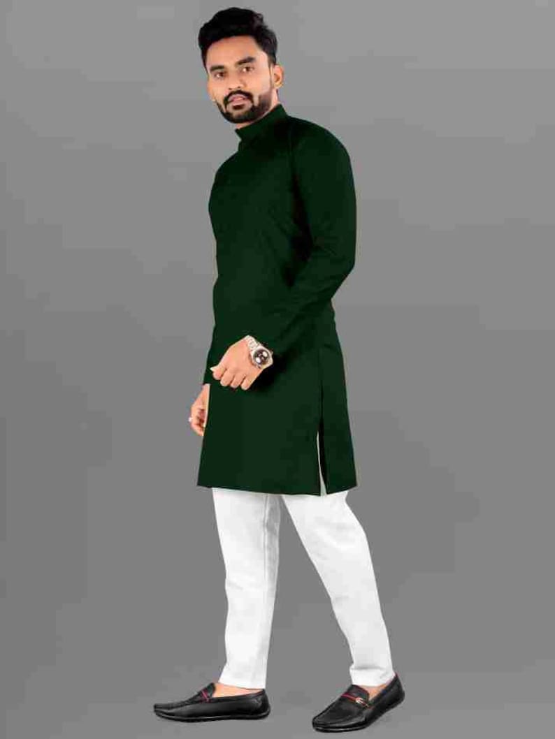 Men's Green kurta and payjama set, wedding clothes, mehndi drees, haldi outfit dress, prom bespoke, Groomsmen, custom made dress, Event image 2