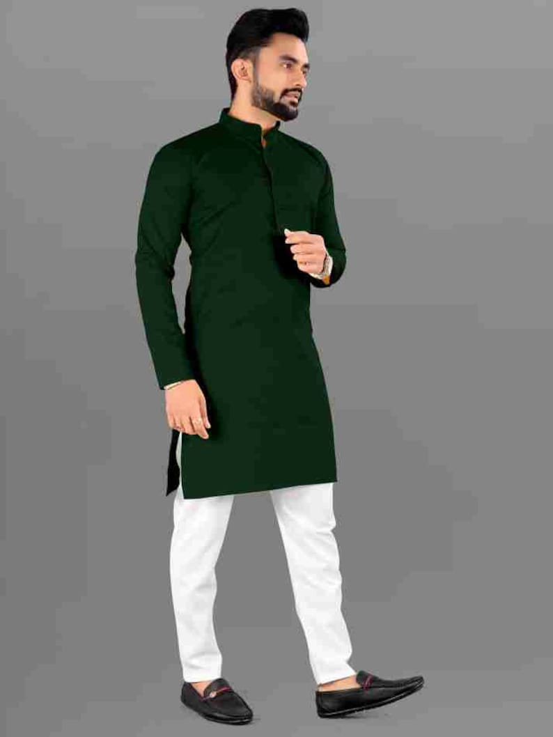 Men's Green kurta and payjama set, wedding clothes, mehndi drees, haldi outfit dress, prom bespoke, Groomsmen, custom made dress, Event image 3