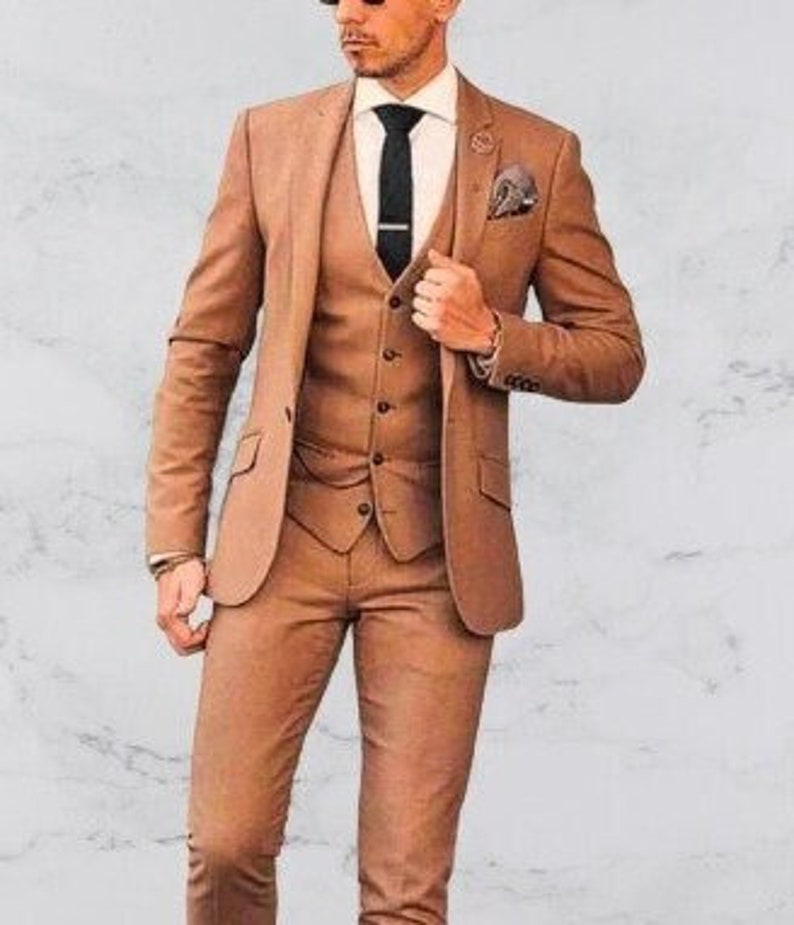 Rust Italian Slim-fit Premium, Rust 3 piece suit, Eligent wedding clothes, prom outfit suit, groom suit, Groomsmen suit, wedding suit, image 1