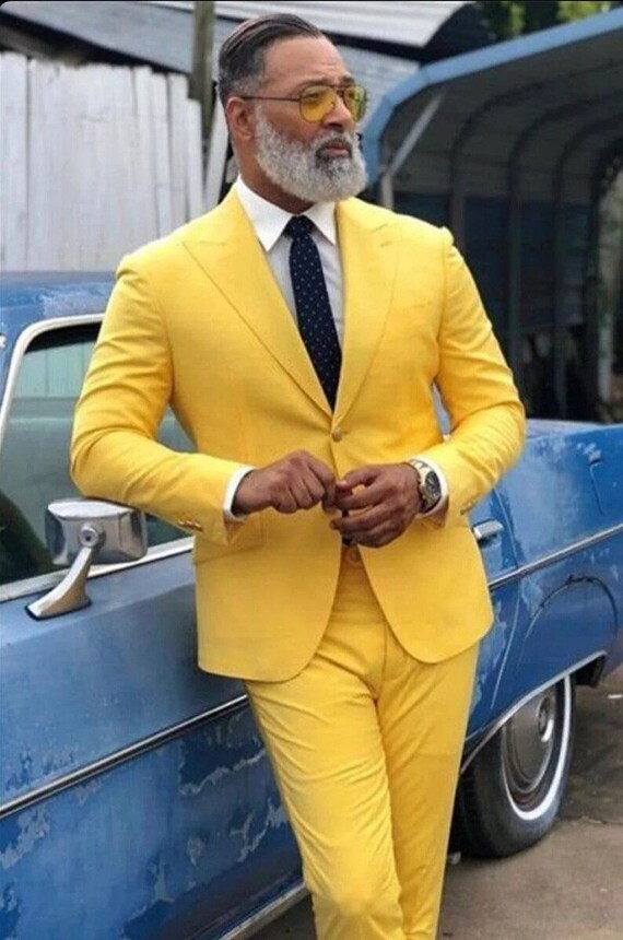 Traje premium para hombre traje de 2 piezas amarillo mostaza trajes de novio de boda elegantes de lujo traje de esmoquin elegante tela premium terracota Etsy Mexico