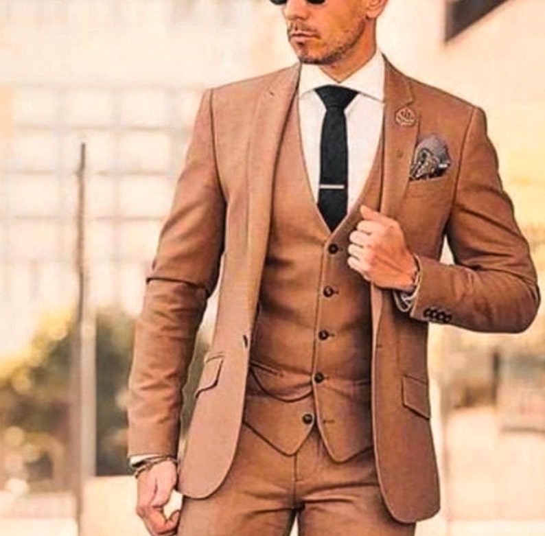 Rust Italian Slim-fit Premium, Rust 3 piece suit, Eligent wedding clothes, prom outfit suit, groom suit, Groomsmen suit, wedding suit, image 2