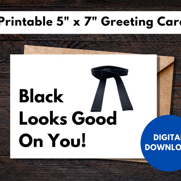 Printable BJJ Greeting Card Jiu-Jitsu Black Belt - digital download