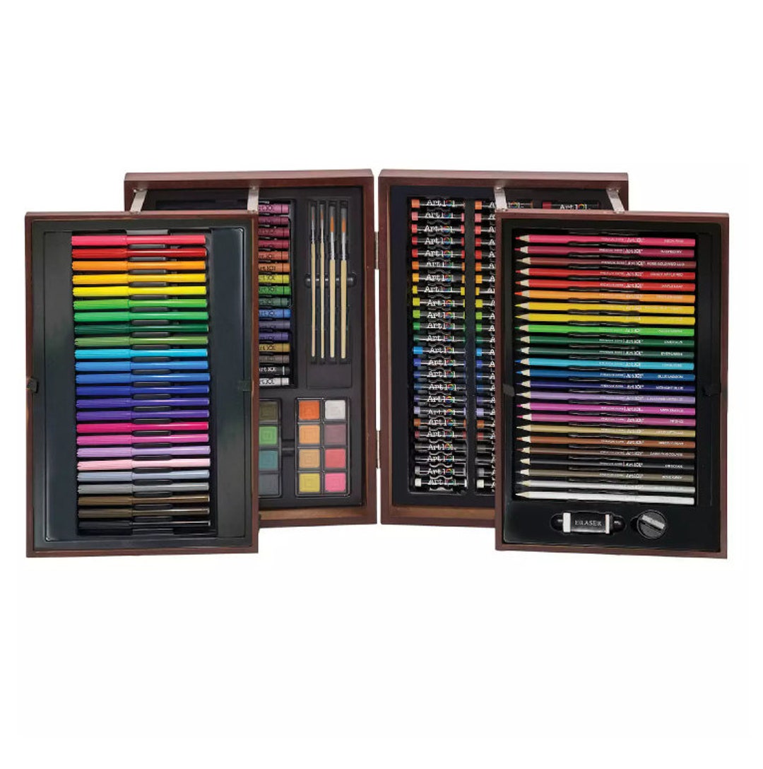 Art 101 170piece Deluxe Multimedia Art Set in Expandable Wood Etsy