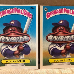 1986 Garbage pail kids- 140 a/b(blk) Mouth Phil / Tooth Les