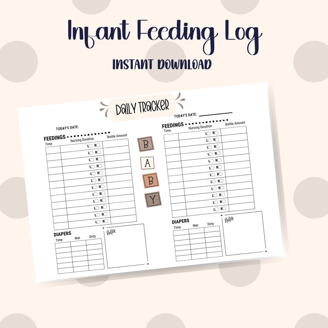 Infant Feeding Log/baby Care Tracker/baby Feedings/baby Poops Etsy