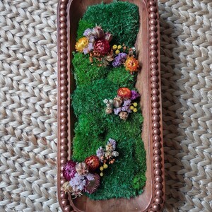 Moss Bowl Beaded Wood Flowerscape Dough Bowl