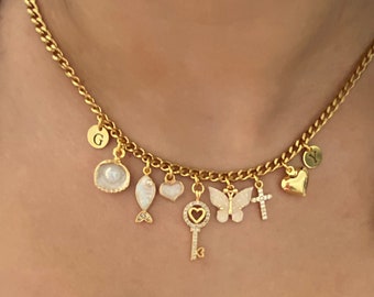 Benutzerdefinierte Charm Halskette, Anfangsbuchstaben Charm Halskette, wählen Sie Ihre Charms, entwerfen Sie Ihre eigenen personalisierten Geschichte Schmuck, Geschenke für sie, Geburtstagsgeschenk