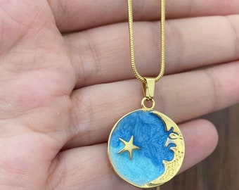 Moon And Star Necklace,Celestial Charm Necklace for Women,Star Necklace,Gold Moon Necklace,Celestial Jewelry,Birthday Gift for Her