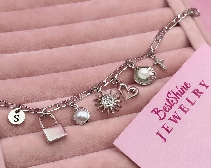 Silver Charm Bracelet,Personalized Gift,Charm Jewelry,Charm Bracelet for Women,Custom Charm Bracelet,Gift for Her