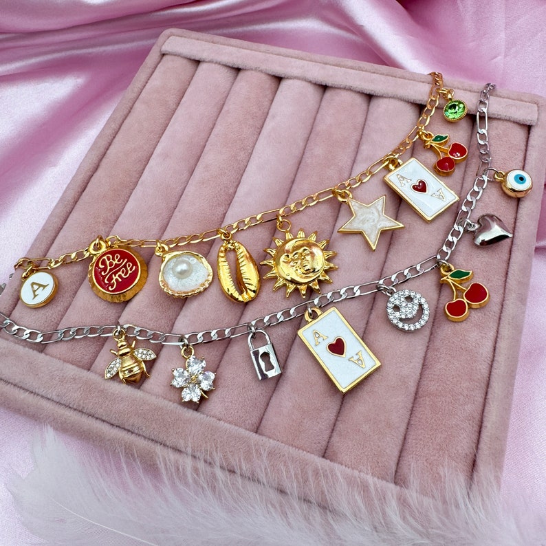 Construya su propio collar de encanto personalizado 2, elija sus encantos, diseñe su propio collar de encanto personalizado, regalos personalizados, collar de encanto vintage imagen 1