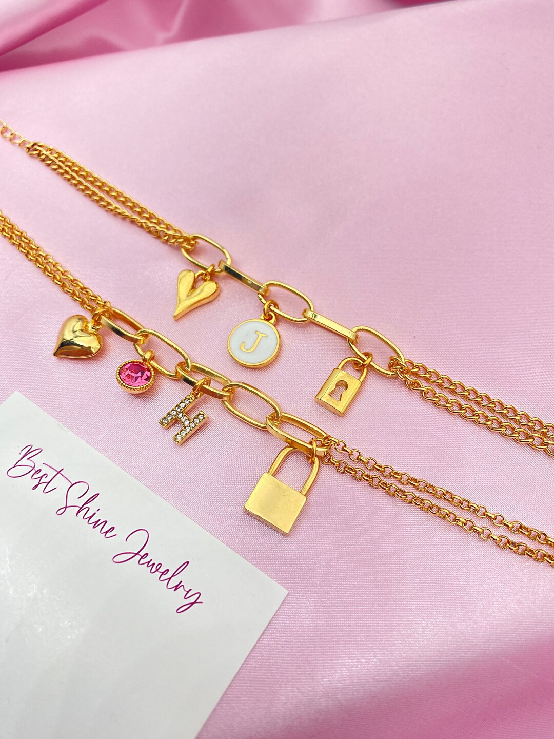 Charm Bracelet,custom Initial Charm Bracelet for Women,design Your Own