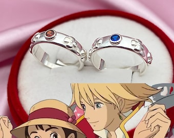 Bague château émouvant Howl's, ensemble de bagues pour couple en argent sterling 925, bague Howl's Ring Sophie, bague pour couple Hurlements, bagues anime