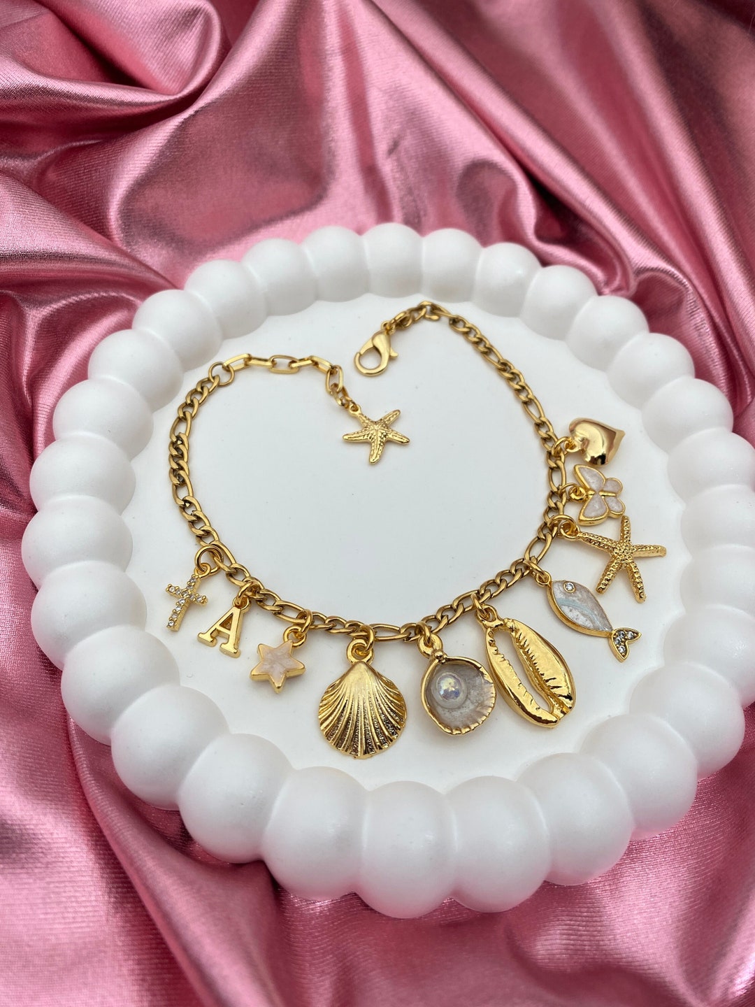 thumbnail interactive-video image 1 of Stylysh Charms Rose Burgundy Tone Dangle – 9mm Italian Link Charm For Bracelets | 304L Stainless Steel 1 of 9