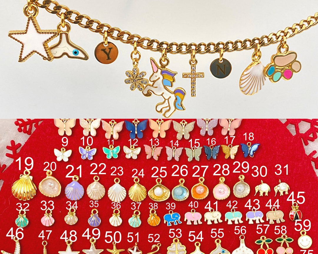 Charm Necklace,custom Initial Letter Charm Necklace,gold Chain Charm