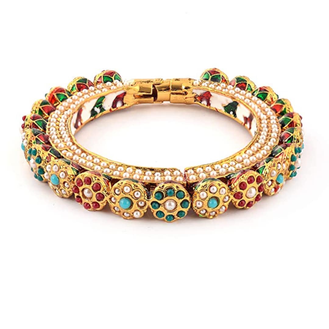Rajasthani Bangles 22k Gold Plated Latest Handmade Jadau Meenakari