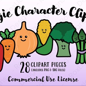 Veggie Character Clipart Bundle - PNG - SVG - Commercial Use License