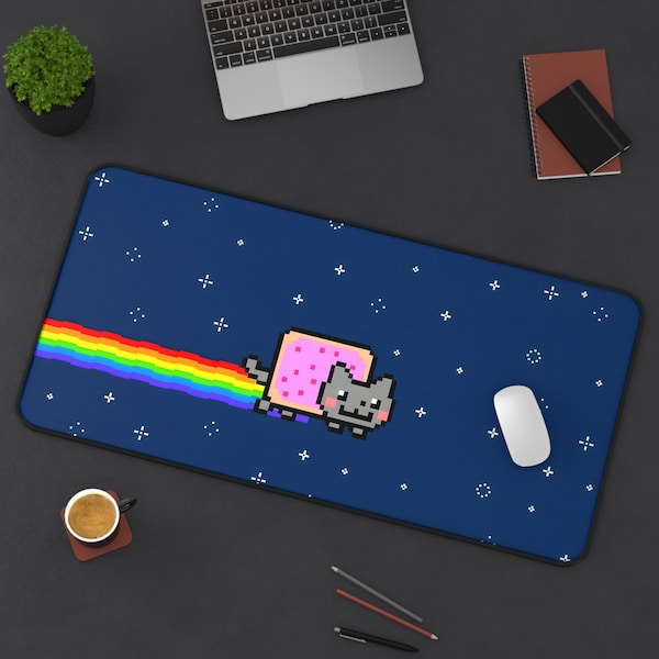 Tapis de bureau Kawaii mignon chat Nyan 3 tailles Tapis de souris | Cadeaux de jeu japonais | Studio Ghibli | Grand tapis de souris étendu de haute qualité