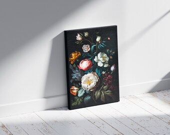 Victorian Moody Flowers Painting / Vintage Moody Florals Arte de pared imprimible / Academia oscura estética / Descarga digital