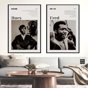 Black Revolutionary PRINTED Wall Art Set, Huey P Newton & Fred Hampton Poster Set