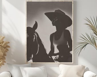 Black Cowgirl Art Print: Vintage Wall Decor (Digital Download)