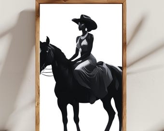 Black Cowgirl Art Print: Vintage Wall Decor (Digital Download)