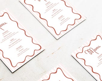 Pink Striped Wedding Menu Template | Printable Canva Reception Dinner Menu