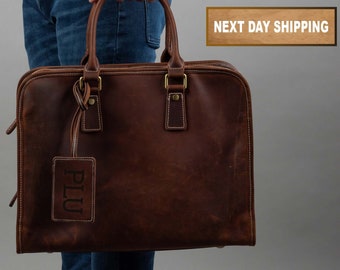 Father's Day Gift for Men, Personalized Handmade Leather Briefcase, Leather Shoulder Bag, Messenger Bag, Laptop Bag,New Job Gift,Office Gift