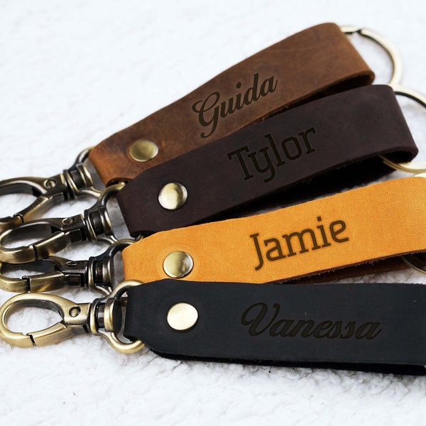 Genuine Leather Keychain for Men, Father's Day Gift for Him,Customized Gift For Family, Personalized Keychain,Gift for Men,Office Bulk Gifts