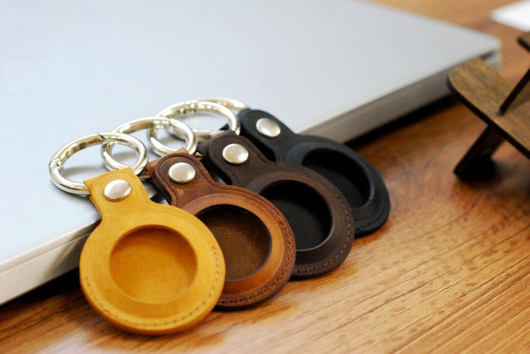 Custom Leather AirTag Keychain, AirTag Case, AirTag Holder, Leather