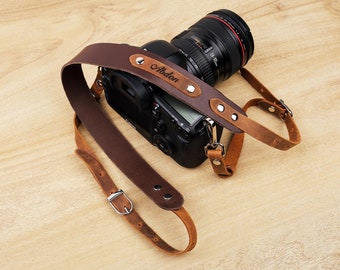 Monogrammed CAMERA STRAP, Personalized DSLR Leather Strap, Custom Strap for Photographers, Boyfriend Gift for Him, Father's Day Gift Ideas