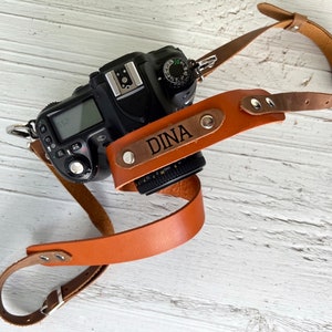Genuine Leather Camera Strap, Custom Photographer Gift, Personalized Father's Day Gift,DSLR Camera Strap, Canon Strap,Engraved Leather Strap Orange
