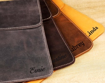 Personalized Leather Portfolio, A4 Document Organizer, Handmade