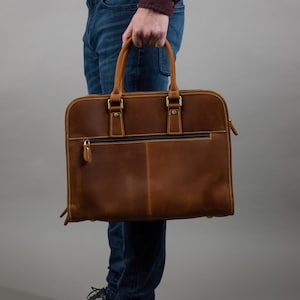 Custom Men's Leather Laptop Bag,Personalized Briefcase for Men,Satchel Portfolio Notebook Tablet Messenger Bag,Business gift, travel bag