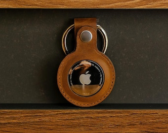 Custom Leather AirTag Holder Case, bulk office Gift, Custom Apple Air Tag Premium Leather Holder, Leather AirTags Keychain, Small Gift