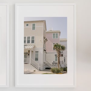 Pastel Beach Houses, Coastal Living, Beach House Print, Framed Prints, Professional Beach Image, Emerald Isle NC, Colorful Beach House Art