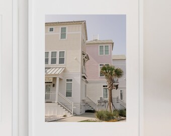 Pastel Beach Houses, Coastal Living, Beach House Print, Framed Prints, Professional Beach Image, Emerald Isle NC, Colorful Beach House Art